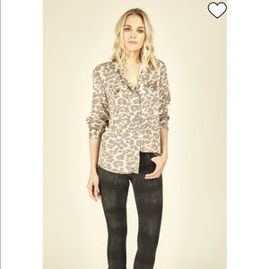 Vintage Havana Leopard back lace up blouse shirt